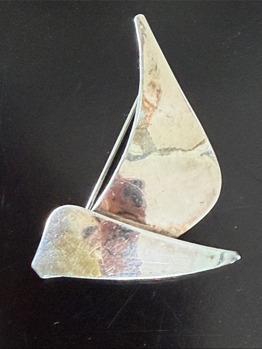 Pearce Silver Boomerang Abstract Sterling Silver Pin Brooch